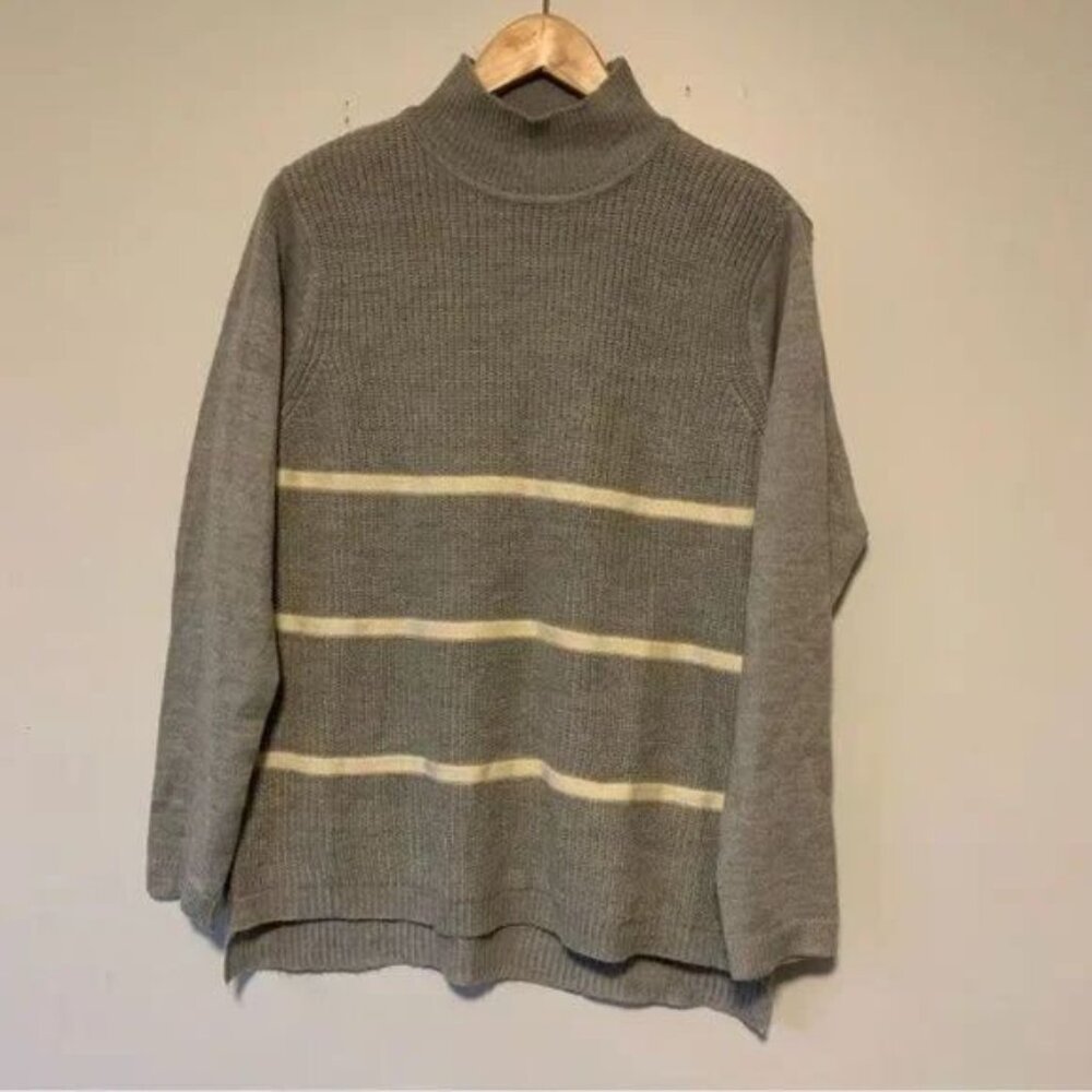 Grey mock neck striped sweater size large